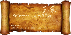 Fürster Zoltána névjegykártya
